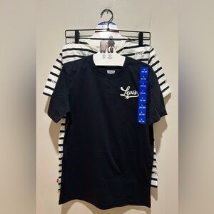 NWT Levi’s 2 Pack Graphic T-Shirts - Black & White/Black Striped - Boy’s Large